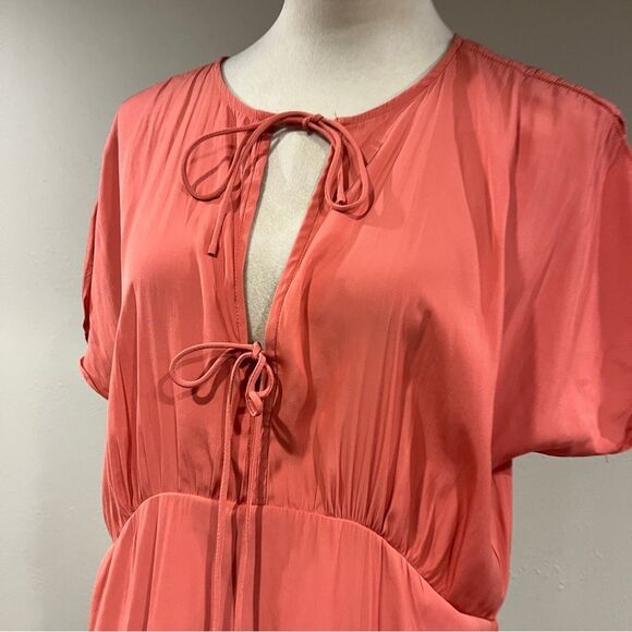 A New Day Coral Tie-Front short sleeve mini Dress size large - Picture 2 of 12